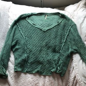 Green, knit Free People sweater